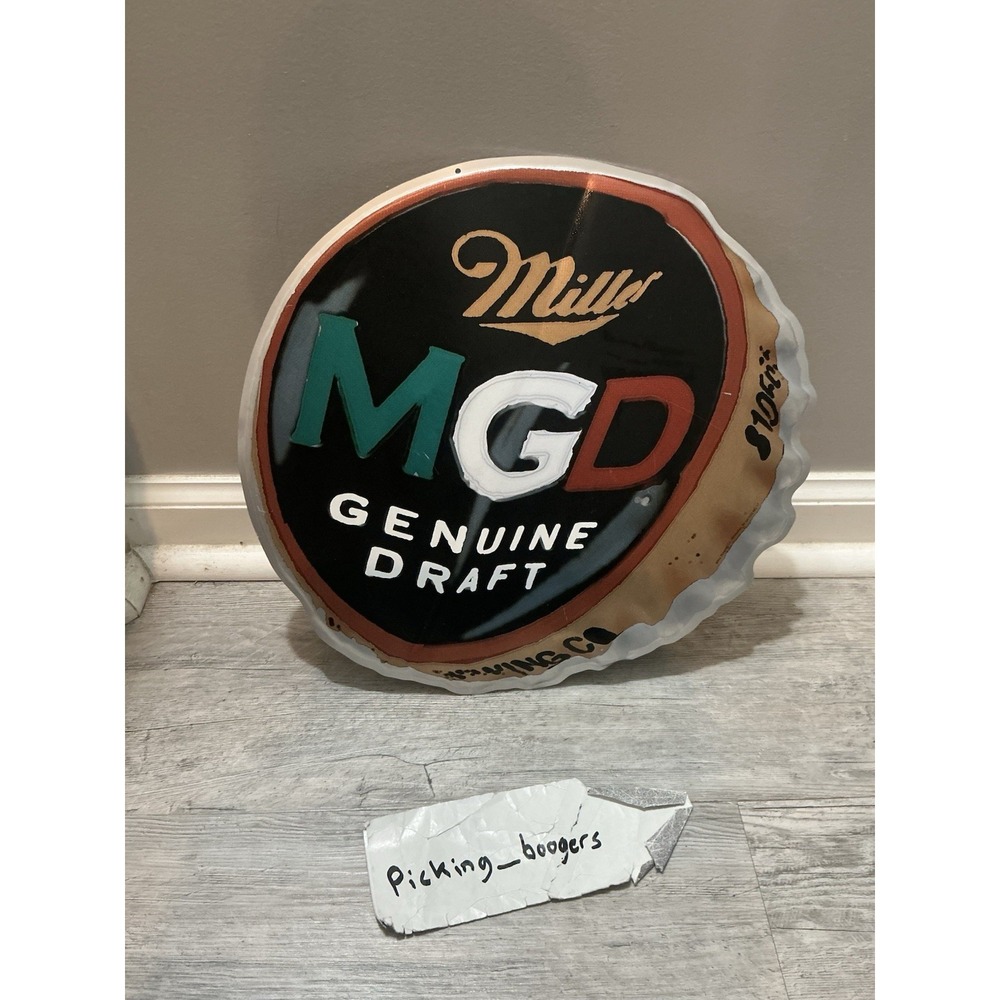 MILLER GENUINE DRAFT BEER ROUND METAL SIGN